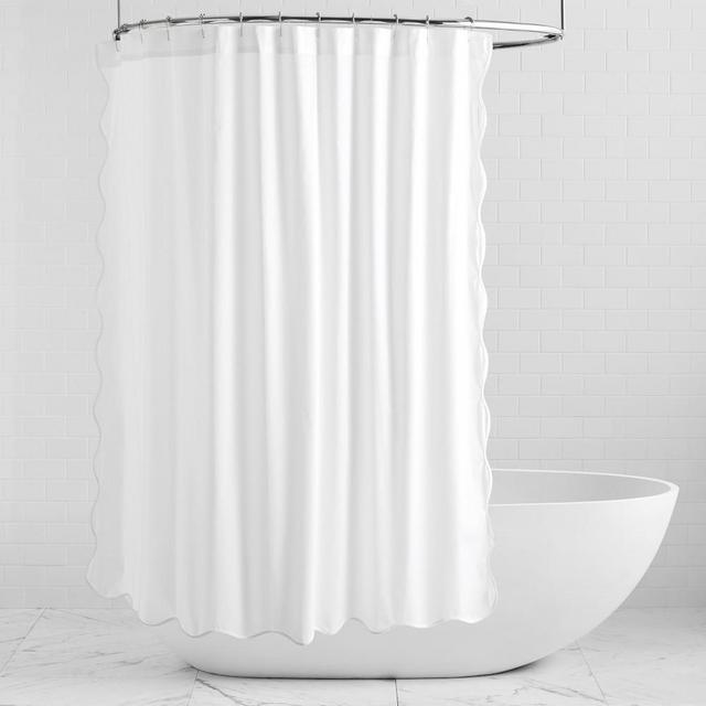 AERIN Scallop Shower Curtain, 72" X 72", Bright White