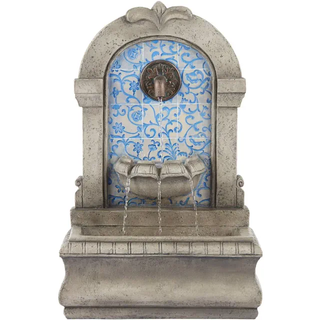 John Timberland Manhasset Modern Cascading Spout Bowl Outdoor Wall Water Fountain 30 1/4" for Yard Garden Patio Home Deck Porch Exterior Balcony Roof