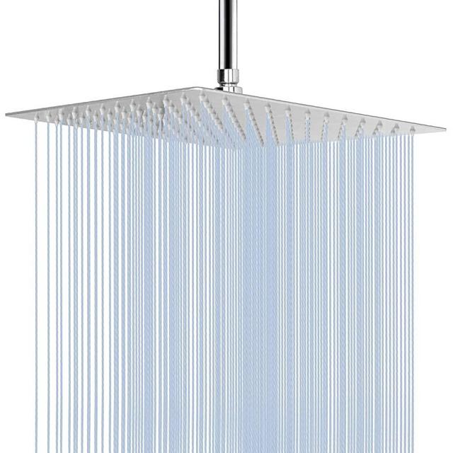 Large Rain Shower Head, NearMoon Luxury Square Stainless Steel Rainfall Showerhead, Waterfall Bath Shower Body Covering, Ceiling or Wall Mount (12 Inch, Polished Chrome)