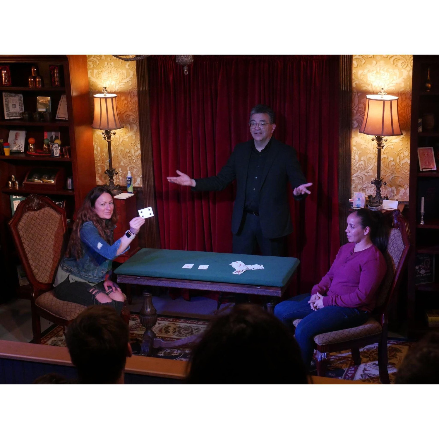 Cosmo's Magic Show - one of Alex's epic date night ideas. We were selected from the audience.