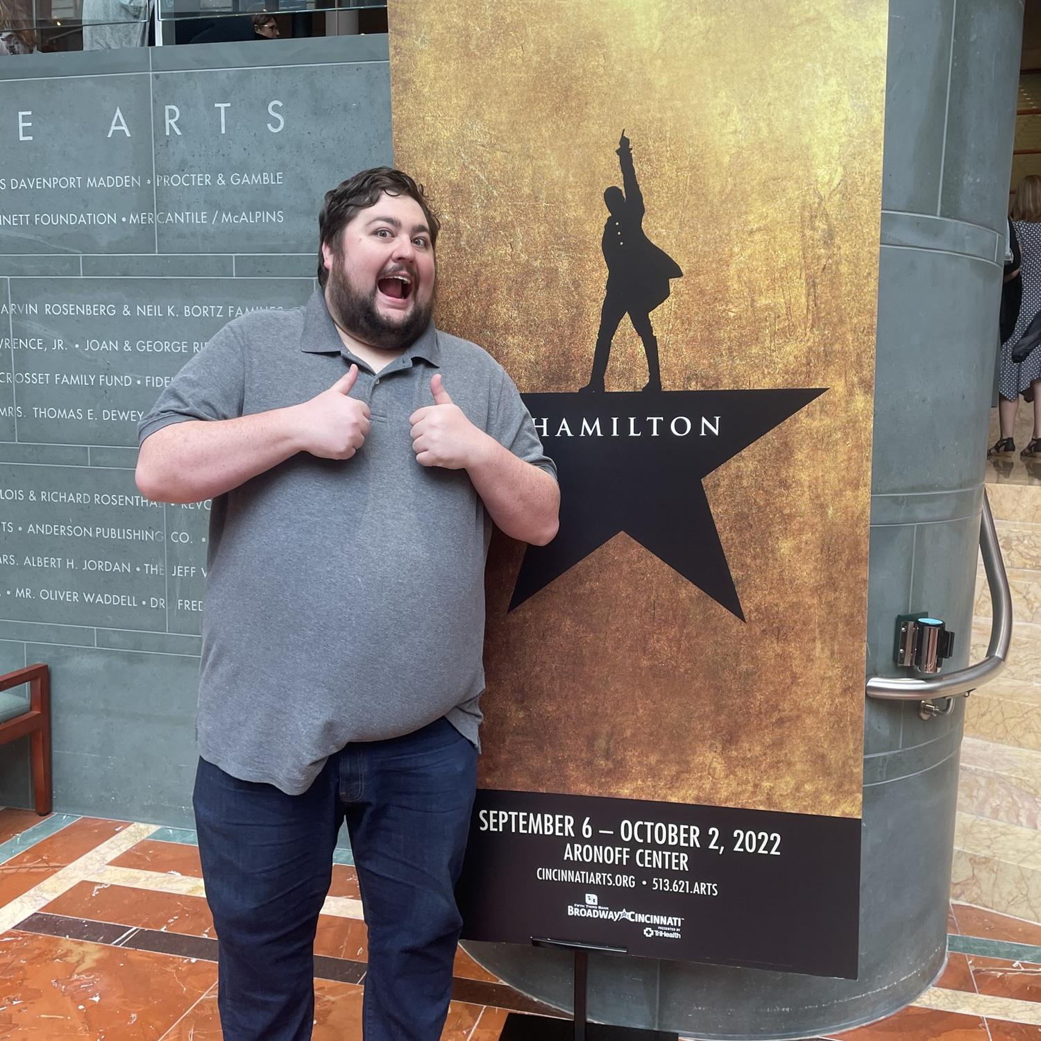 Matt finally seeing Hamilton at the Aronoff