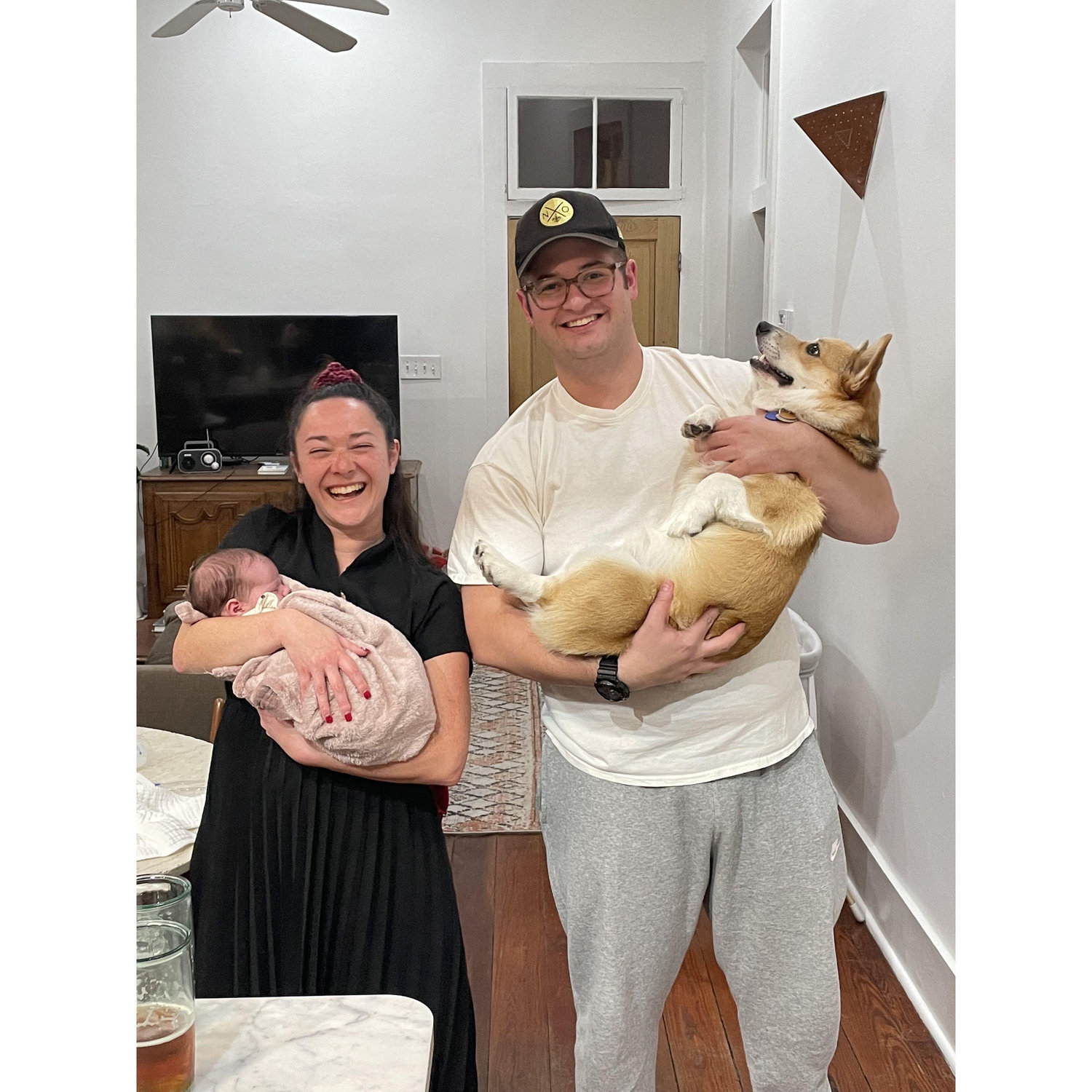 We hold our beautiful niece, Pepper, for the first time. October 2022.