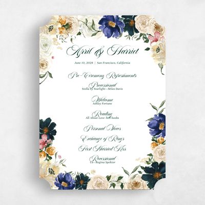 White Ticket Wedding Program - Moderna