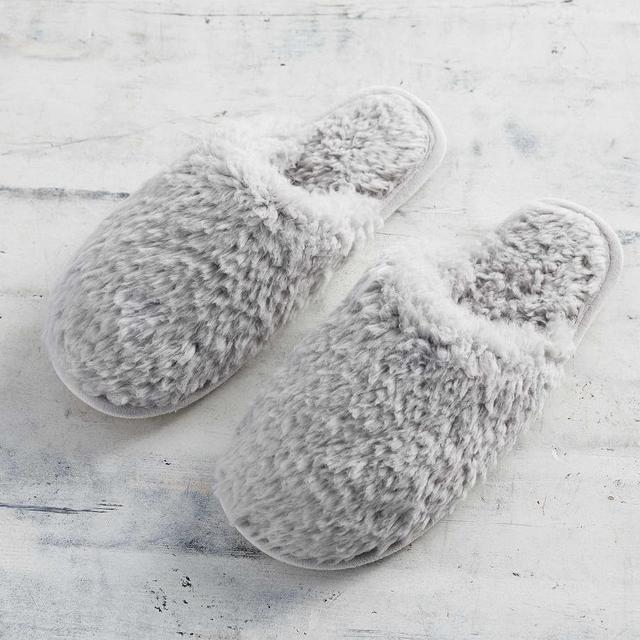 Gray Teddy Bear Slippers, Medium