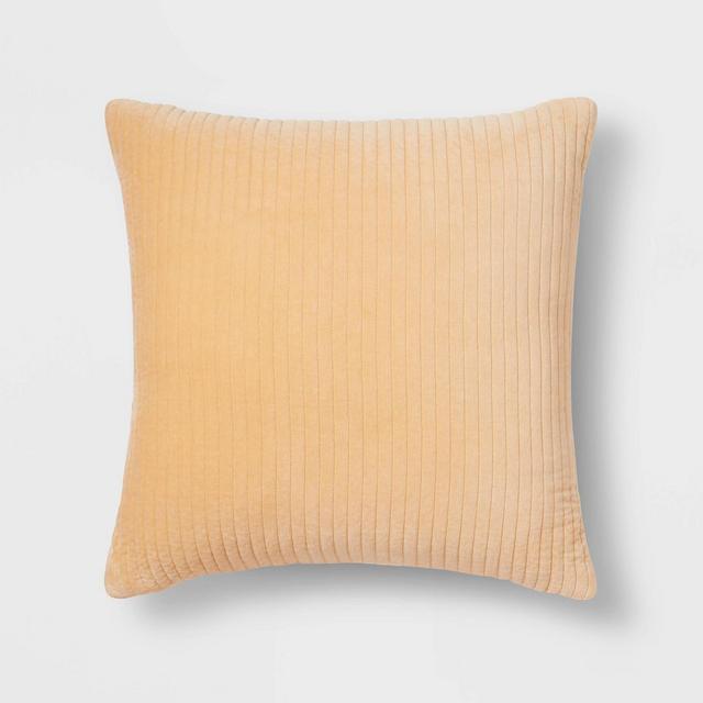 Oversized Quilted Cotton Velvet Square Throw Pillow Gold - Threshold™