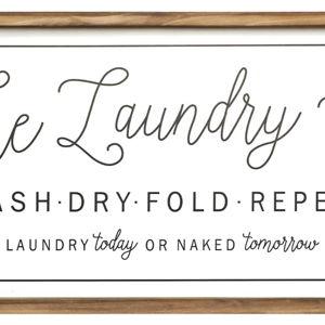 Large Laundry Sign for Laundry Room Decor 24''×12'' Farmhouse Laundry Room Wall Decor The Laundry Co Wash Dry Fold Repeat Wooden Sign
