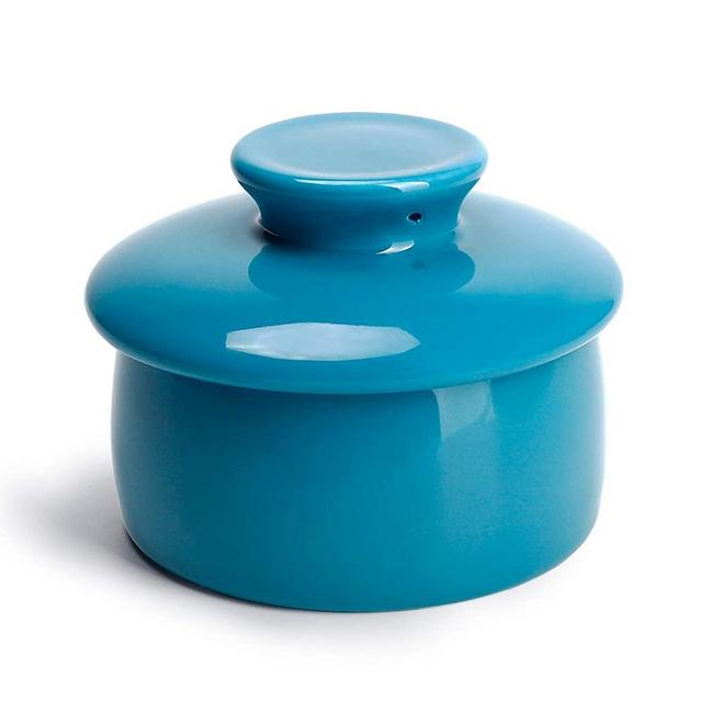 Sweese 317.107 Butter Crock Keeper with Water Line, French Butter Dish - Holds Up to 4oz East and West Coast Butter - Perfect Spreadable - Porcelain, Steel Blue