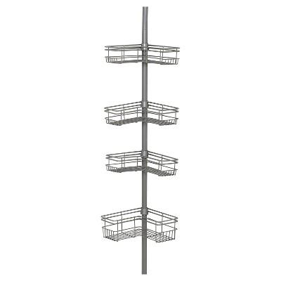 Home Premium "L" Shaped RustResistant Bathtub and Shower Pole Caddy Satin Nickel - Zenna Home