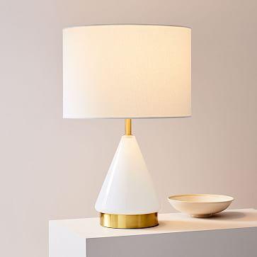 Metalized Glass Table Lamp + USB - Small (White)