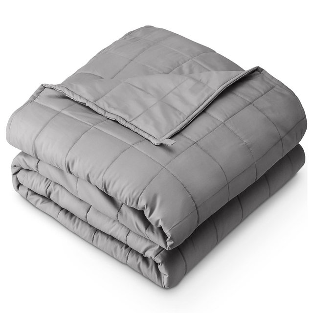 Cotton Weighted Blanket by Bare Home - 30 lb 80" x 87", Light Grey