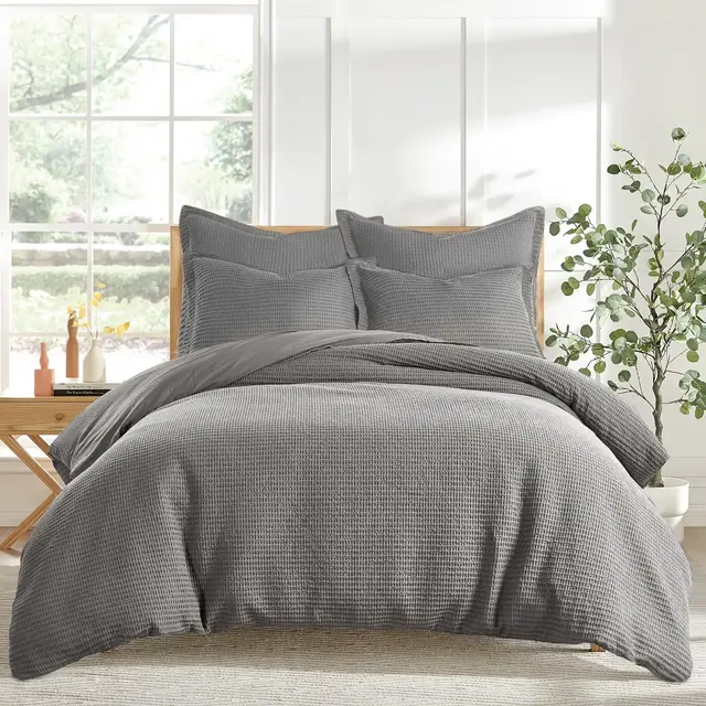Cloud Waffle Grey Full/Queen Duvet Set - Levtex Home