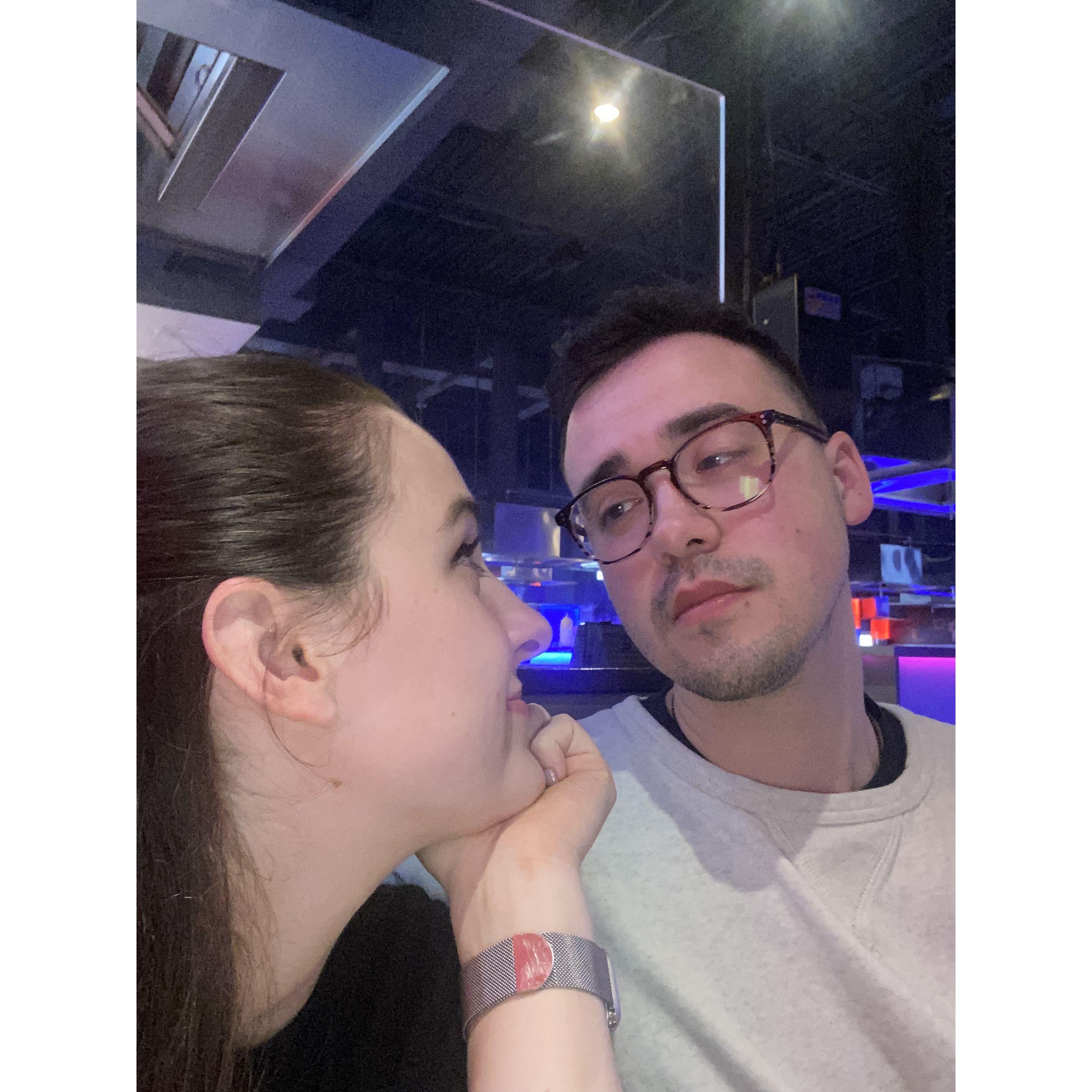 Us contemplating everything after a Korean BBQ feast.