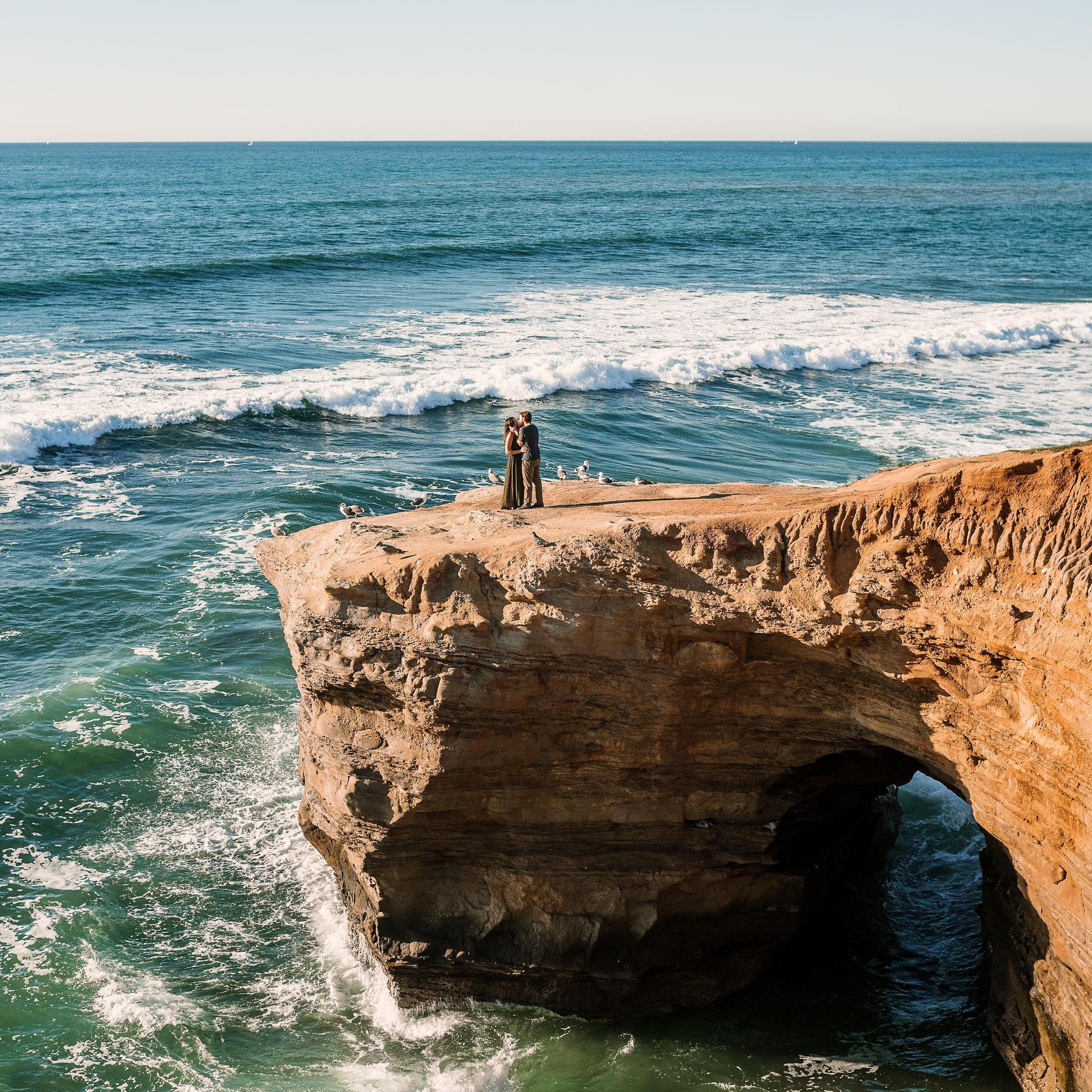 Engagement photo shoot at Sunset Cliffs - February 2020