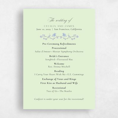 Light Green Wedding Program - Papillon