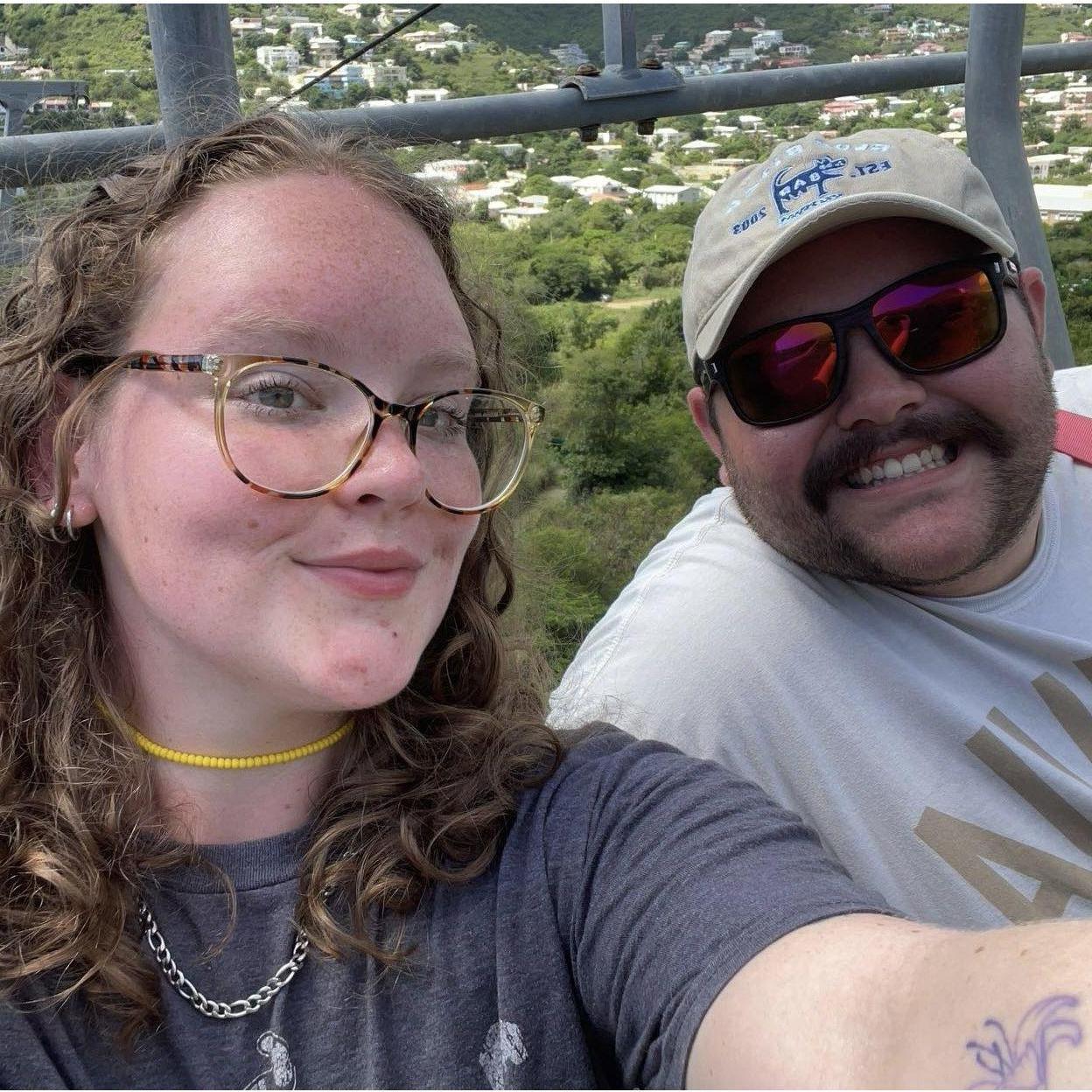 About to zipline in Saint Martin!