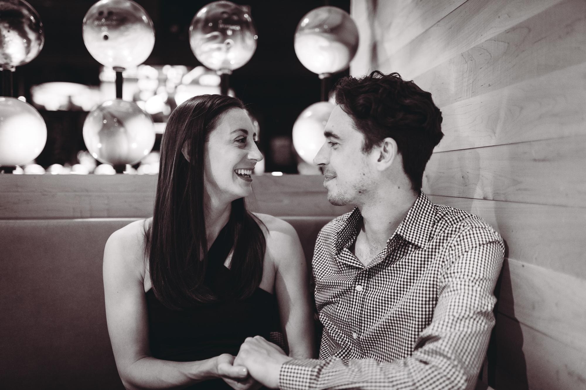 Our first date was at the Corner Alley downtown and so we were excited to get a couple shots there recently for our engagement photos; July 2021