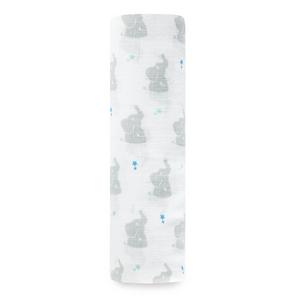 Aden + Anais Classic Swaddle Baby Blanket, 100% Cotton Muslin, Large 47 X 47 inch, Single, Baby Star, Elephants