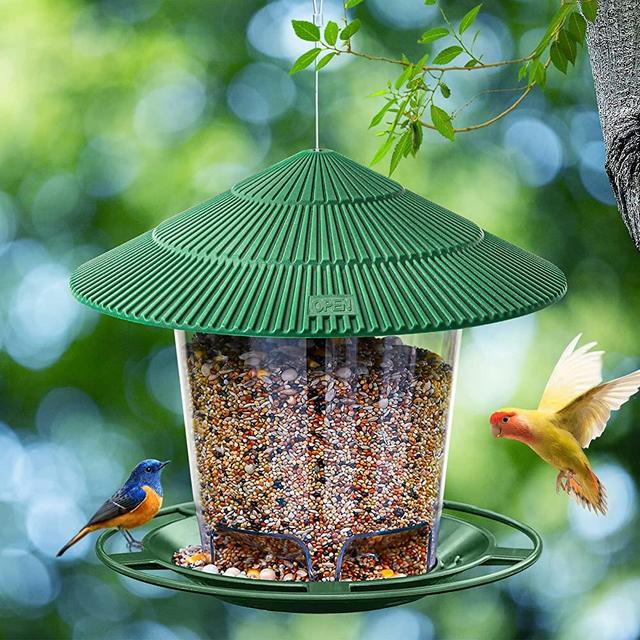 Hanizi Bird Feeders for Outside, Bird Feeder, Wild Bird Seed for Outside Feeders, Squirrel Proof Birds Feeder and Garden Decoration Yard for Bird Watchers (Green)