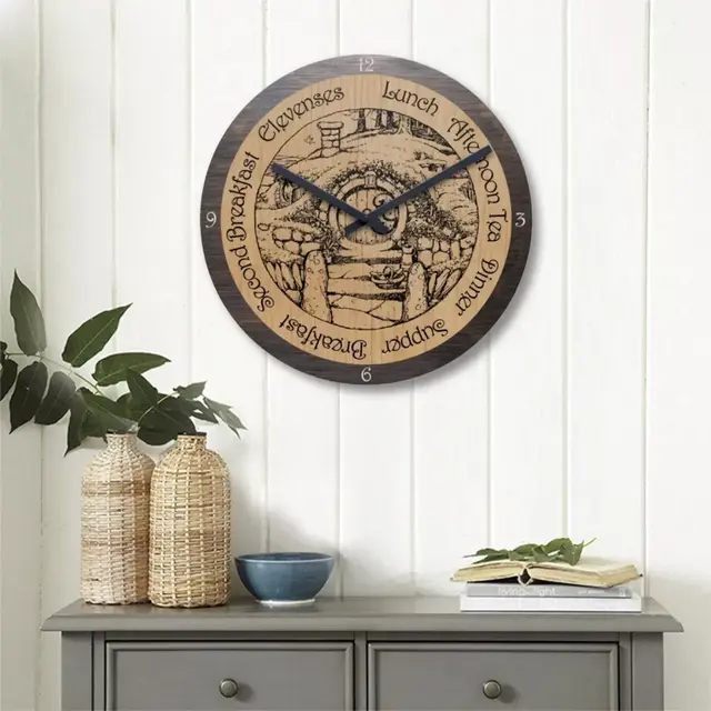 Hobbit Clock, Lord of the Rings Clock, Second Breakfast Clock, Wall Clock, Hobbit Meal Time Clock, Lord of the Rings inspired clock