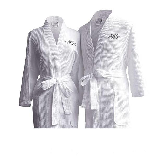 Luxor Linens Waffle Weave Spa Bathrobe - Ciragan Collection - Luxurious, Super Soft, Plush & Lightweight - 100% Egyptian Cotton, Made in Turkey (Mr./Mrs.)