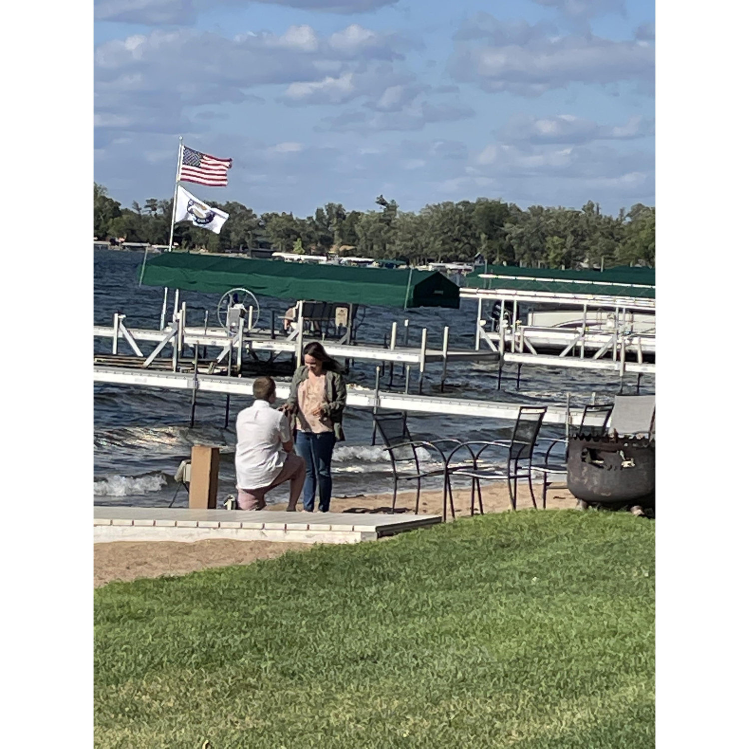 Talia and Andrew got engaged near the water at Grandview Lodge on August 21 2021.