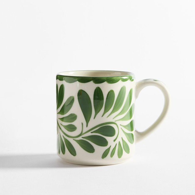Puebla Porcelain Mug, Set of 4 - Green