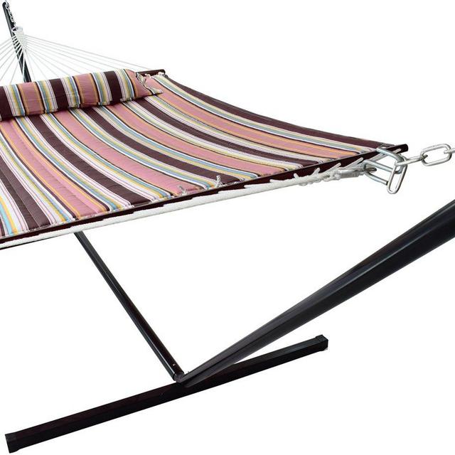 Sorbus Hammock with Spreader Bars and Detachable Pillow, Heavy Duty, Stand, Mocha