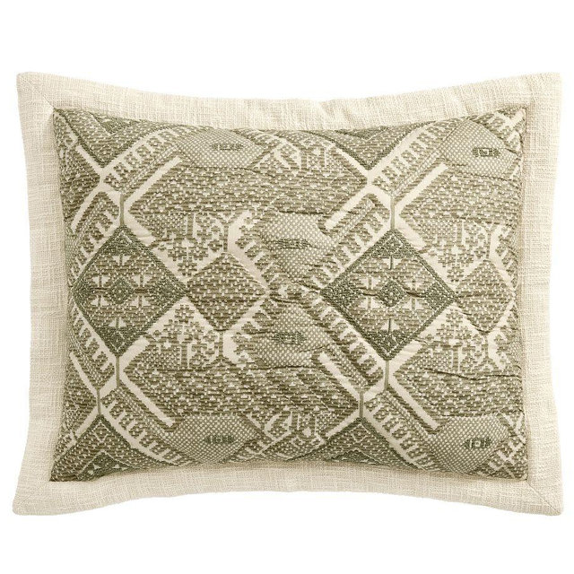 Fez Handcrafted Reversible Quilted Sham, Green, Standard