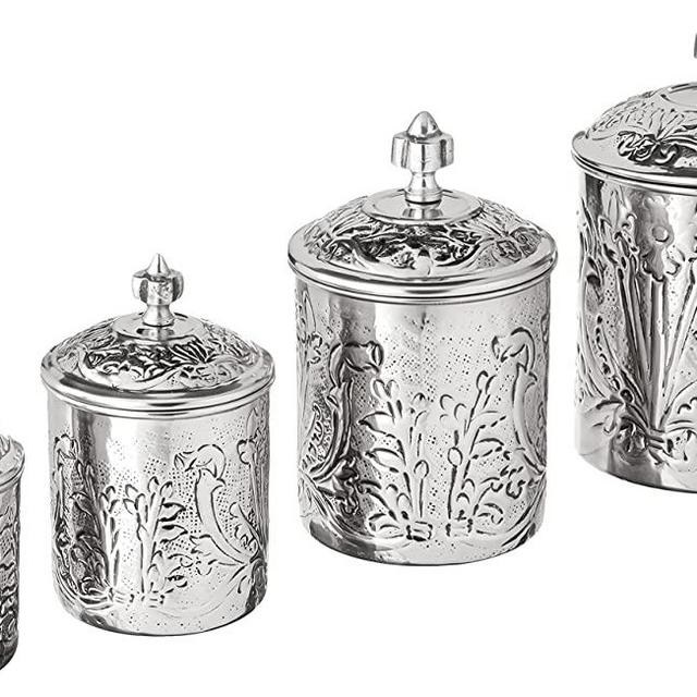 Old Dutch 4 Piece Art Nouveau Canister Set, One Size, Stainless Steel, Antique Pewter