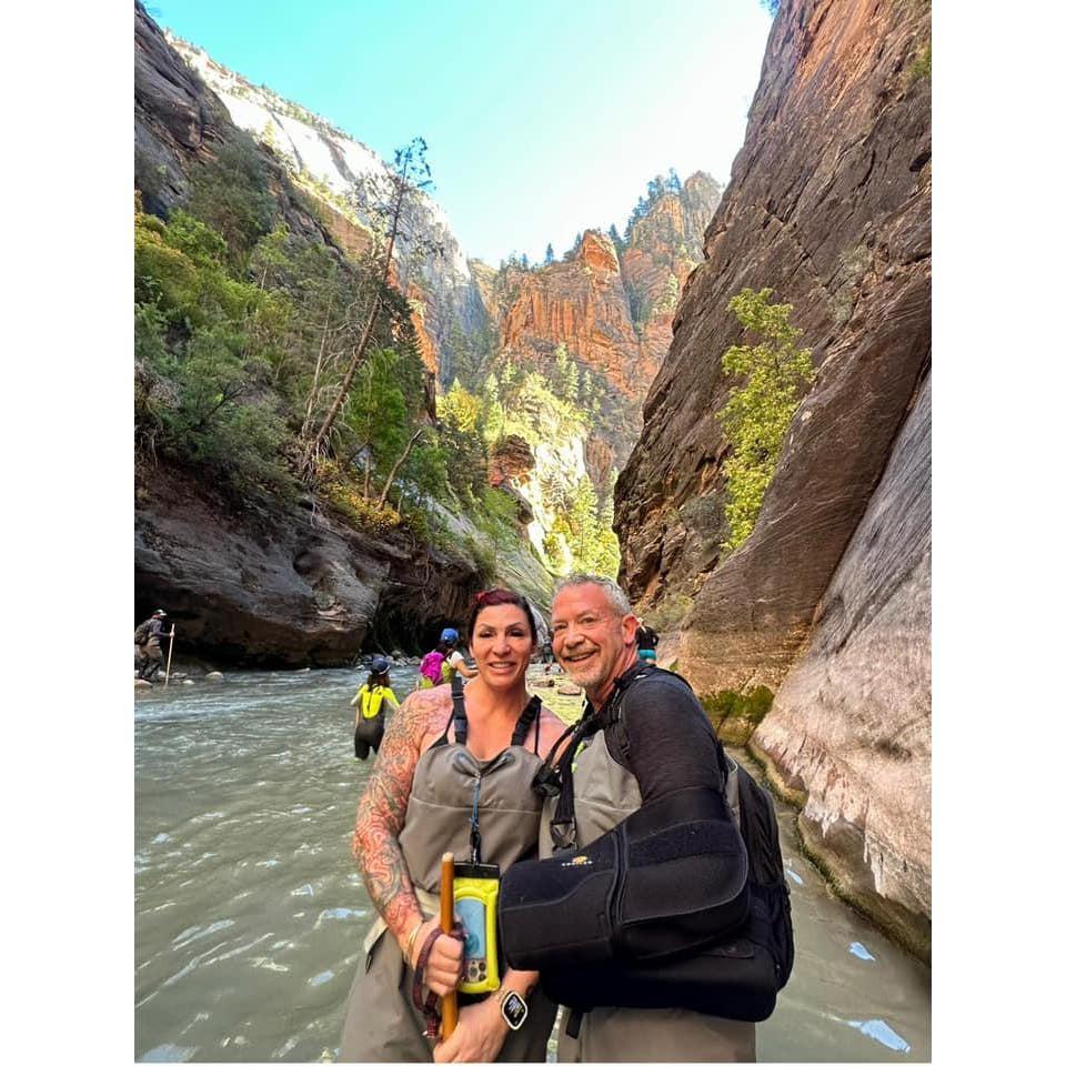 Chris survived hiking the narrows. 6 hours hiking in water in Utah