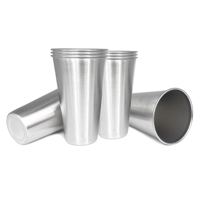 GOBATT 24OZ 8pack Stainless Steel Pint Cups Shatterproof Cup Unbreakable Tumblers -Metal Cups - Stackable Durable cup，Chilling Beer Glasses, for Travel, Outdoor, Camping, Everyday，Restaurant