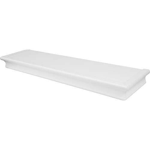 HIGH & MIGHTY 515610 Decorative Floating Shelf Holds up to 20lbs, Easy Tool-Free Dry Wall Installation, Beveled, 24", White