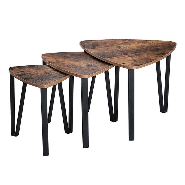 VASAGLE Industrial Nesting Coffee Table Set of 3 for Living Room, End Side Tables, Nightstand, Sturdy and Easy Assembly ULNT13X