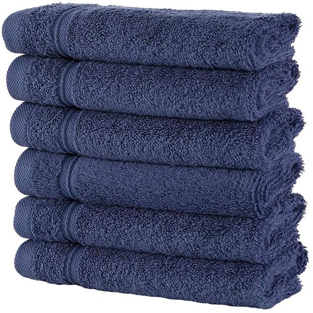 Qute Home Washcloths - 6 Pack, (13 x 13 inches) | Super Soft Highly Absorbent | Spa & Hotel Quality Towels (Navy Blue)