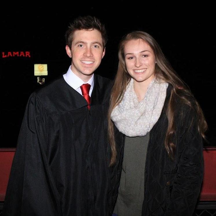 Our first picture together as a couple... Calebs graduation!