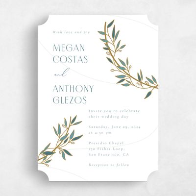 White Ticket Wedding Invitation - Stefana Portrait