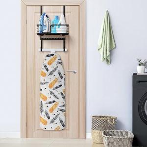 TJ.MOREE Over The Door/Wall Mount Ironing Board Hanger, Laundry Room Iron and Ironing Board Caddy Storage for Water Mister, Fabric Sprays, Laundry Detergent