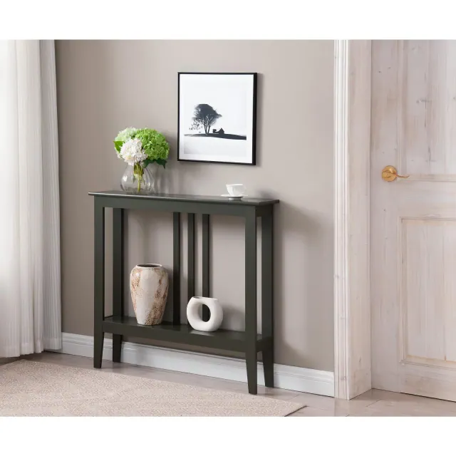 Kings Brand Furniture - Balfour Narrow Console Table with Shelves for Entryway, Hallway, Living Room, or Foyer
