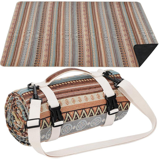 Picnic Outdoor Blanket Extra Large-Waterproof Picnic Blankets | Portable Camping Blanket | Beach Mat Sand Free with Carry Strap | Park Blanket for Grass, Hiking, Travel, Concerts, Indoor(Orange)