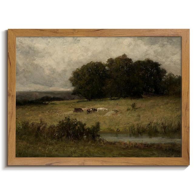 Gardenia Art Vintage Country Field Wall Art Décor Abstract Herding Landscape Wall Painting Retro Nature Wilderness Picture Poster for Living Room Bedroom Kitchen Framed Aesthetic Artwork 8x10inch