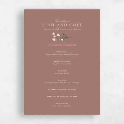 Chestnut, Brown Wedding Program - Melody