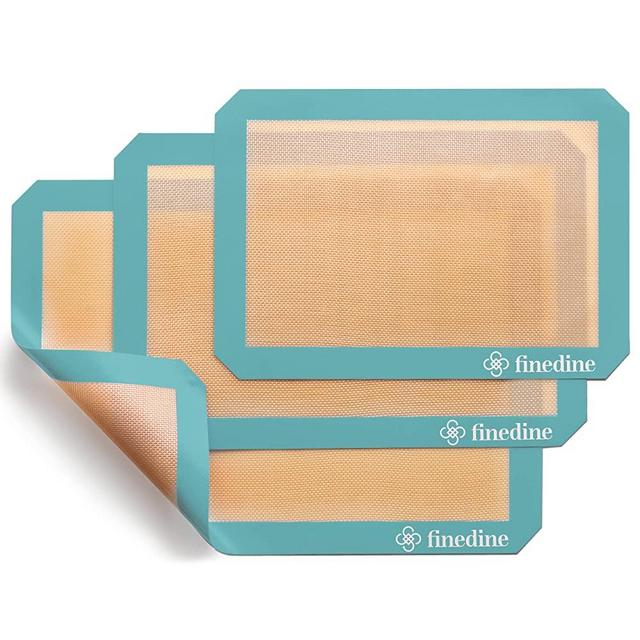 Fine Dine-Silicone baking mat set of 3-teal blue