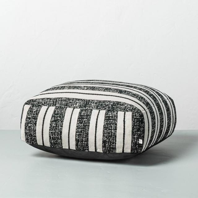 Bold Stripe Outdoor Floor Cushion Black/White - Hearth & Hand™ with Magnolia