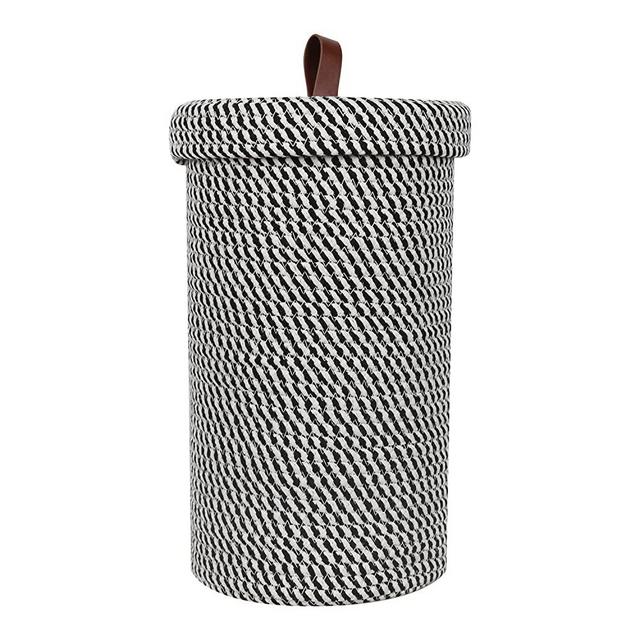 ZOES HOMEWARE Freestanding Toilet Paper Storage,Boho Decor Toilet Paper Holder Stand for Bathroom,Cotton Handmade Woven Toilet Paper Basket for Mega Roll,3 Rolls of Toilet Tissue Storage,7.8" x 14.5"