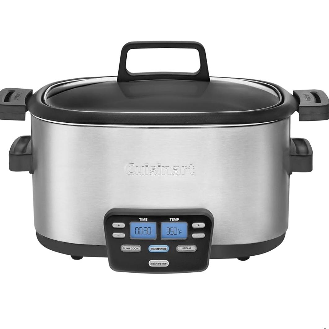 Cuisinart MSC-600 3-In-1 Cook Central 6-Quart Multi-Cooker: Slow Cooker, Brown/Saute, Steamer, Silver