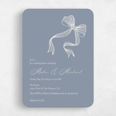 Blue Rounded Wedding Wedding Shower Invitation - Lecco Portrait