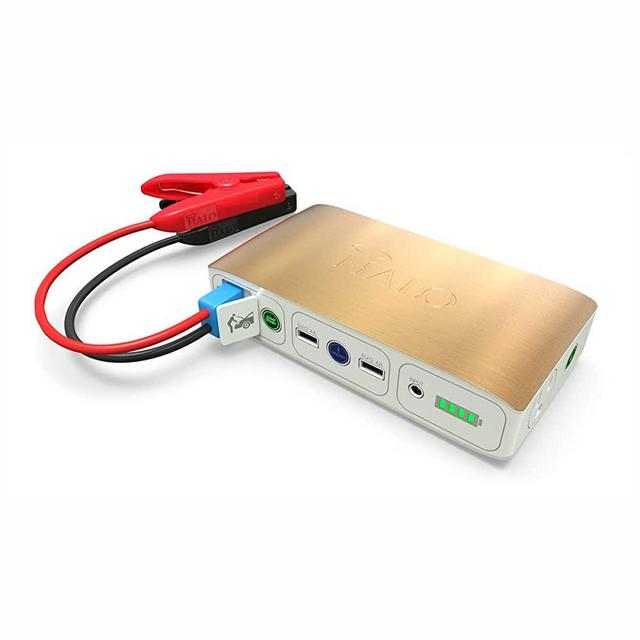 HALO Bolt 58830 mWh Portable Phone Laptop Charger Car Jump Starter with AC Outlet and Car Charger - Gold