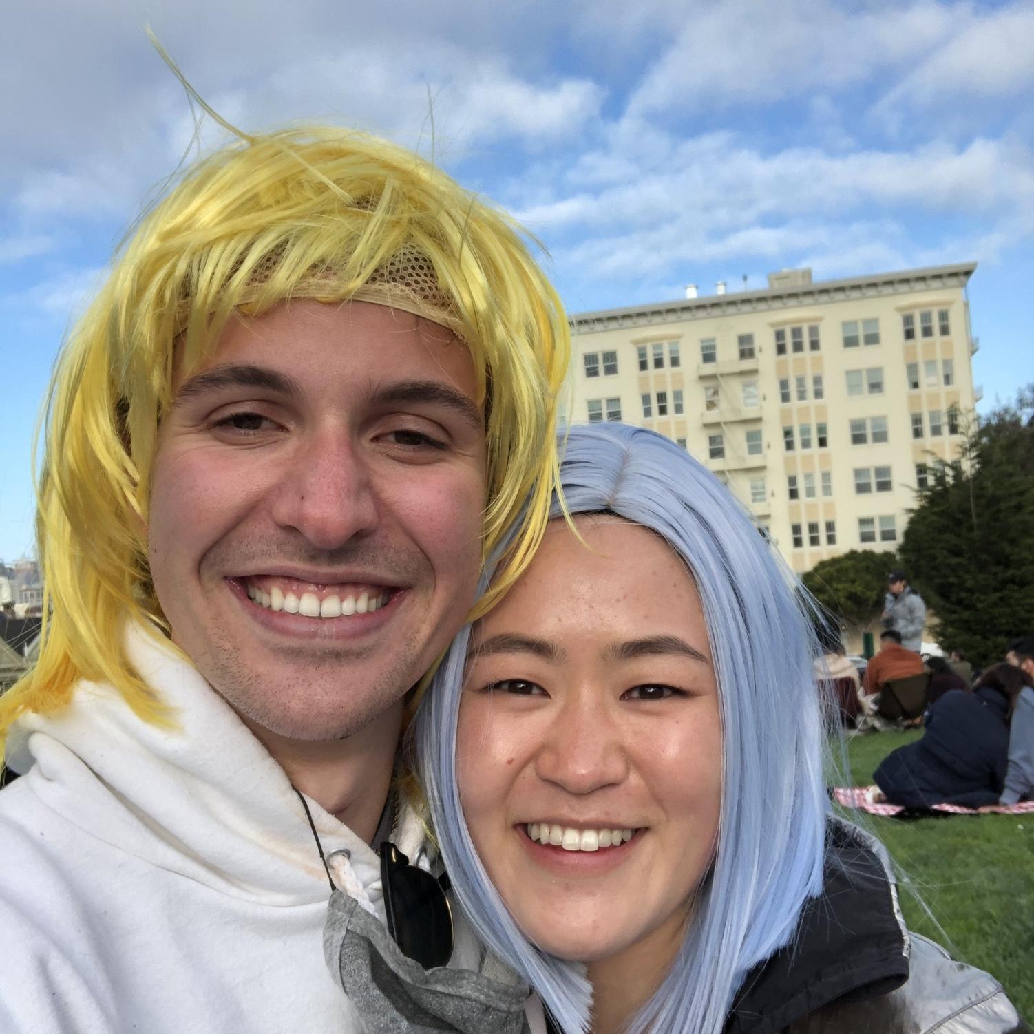 March 2021: Wig party for Maggie's birthday