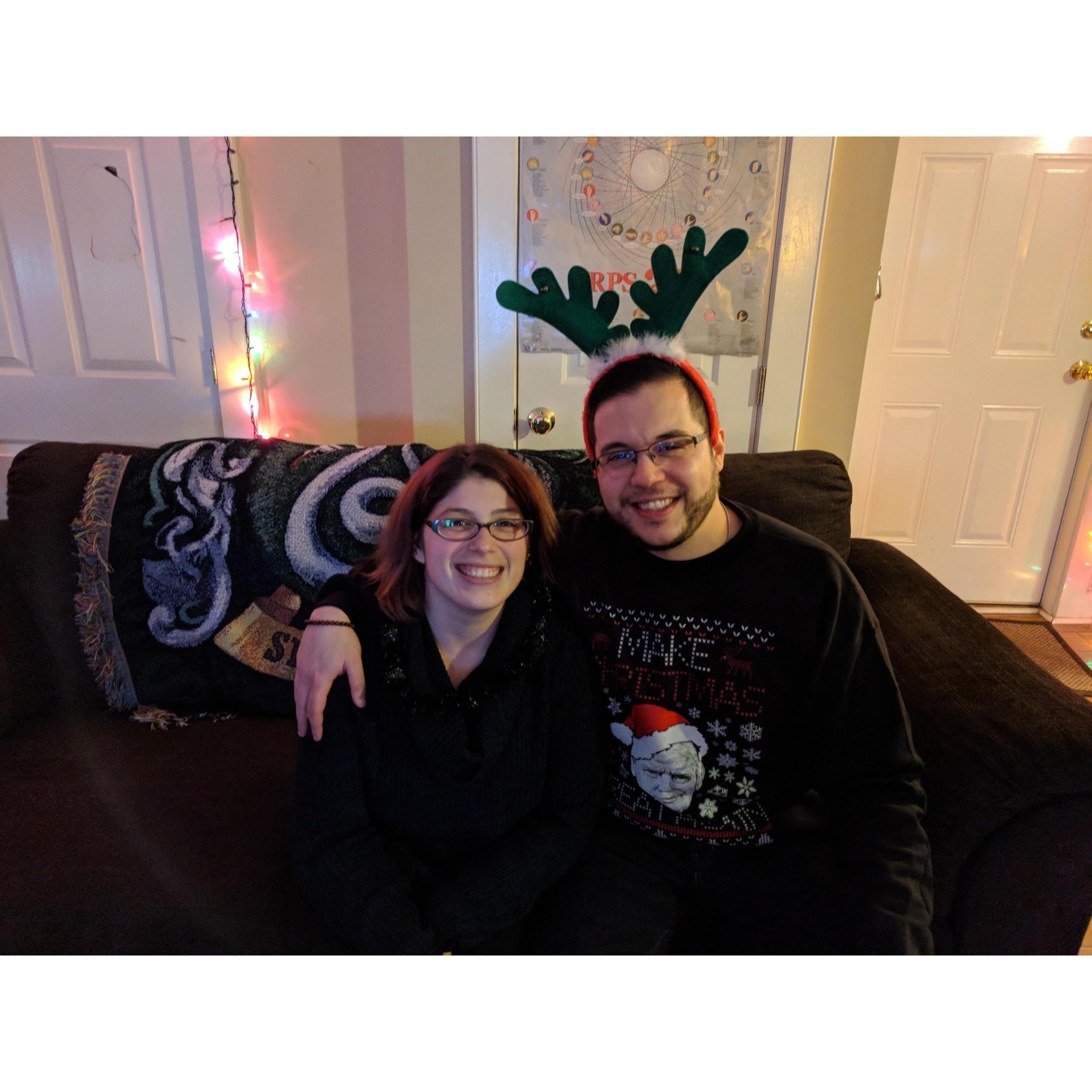 The last ugly sweater party in the old apartment!