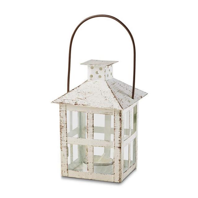 Kate Aspen 14130WT Vintage White Distressed Medium candle lantern One Size